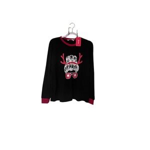 PatPat Christmas Reindeer Messy Bun‎ Graphic Tee Long Sleeve Top, Size XL